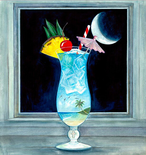 BLUE SKIES, TIM GERARD watercolour on paper 45 x 47 cms image size framed