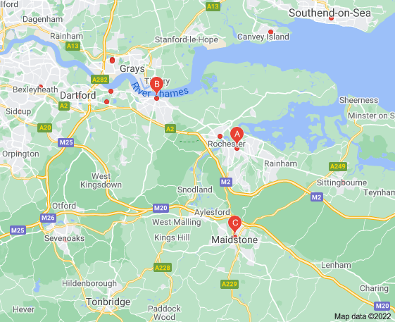 Map of nearest santander branch